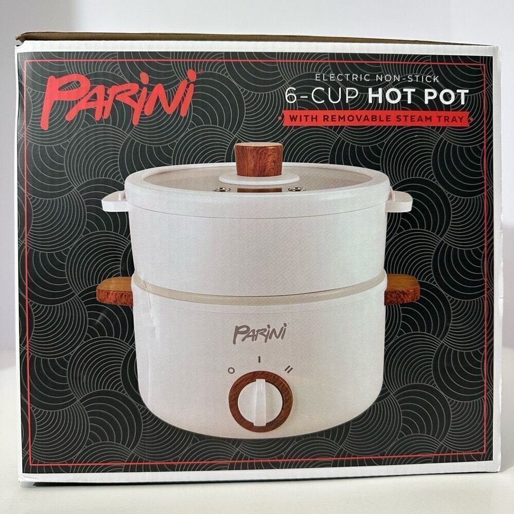 Parini 6-Cup Electric Hot Pot With Removable Steam Tray